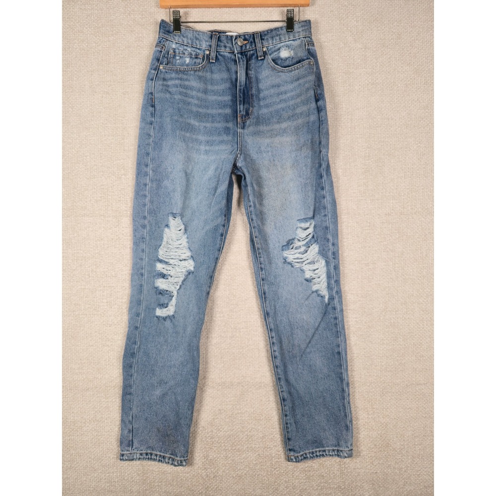 RSQ 90's Jean Womens 27 Light Wash Distressed High‎ Rise Straight Leg Blue Denim